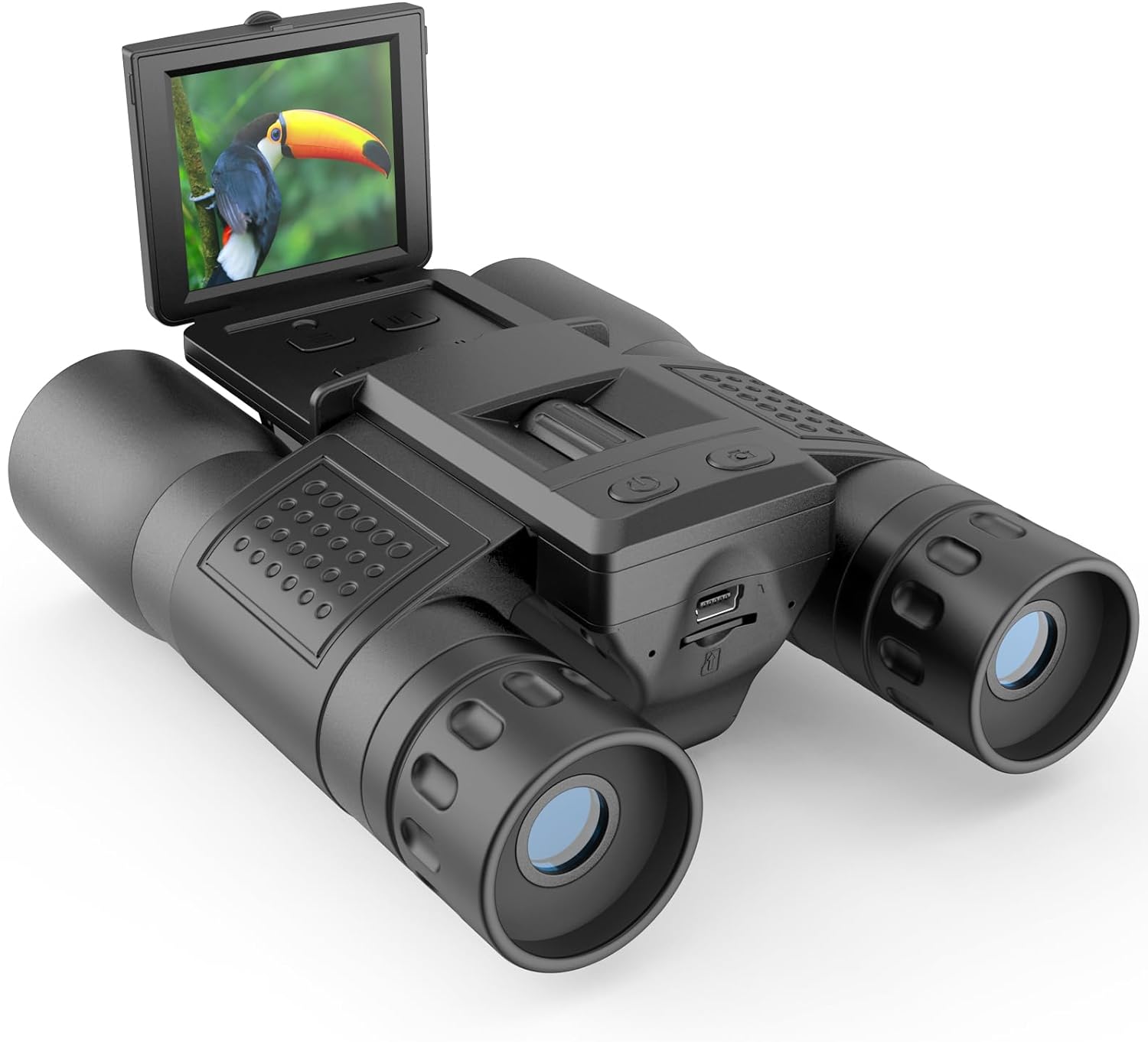 12x32 Binoculars for Adults, Binoculars with Camera, 2 LTPS Display 5MP 1080P Video Photo Recorder with 32GB Micro SD Card, High Powered Binoculars for Bird Watching Travel Hunting, Black