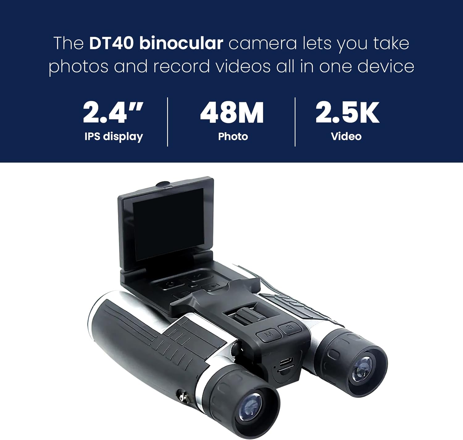 High Powered Binoculars 12 x 32 with Dual Digital Camera  Video Recording – Binocular Compact 5MP Camcorder for Bird Watching, Football, Concerts, and Hunting with 2.4” LCD Screen Night Vision Zoom
