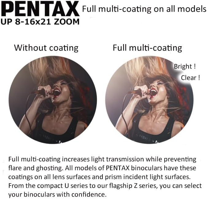 Pentax UP 8-16x21 Green Binoculars (Green) Fully-multi coating Zoom Tripod socket provide