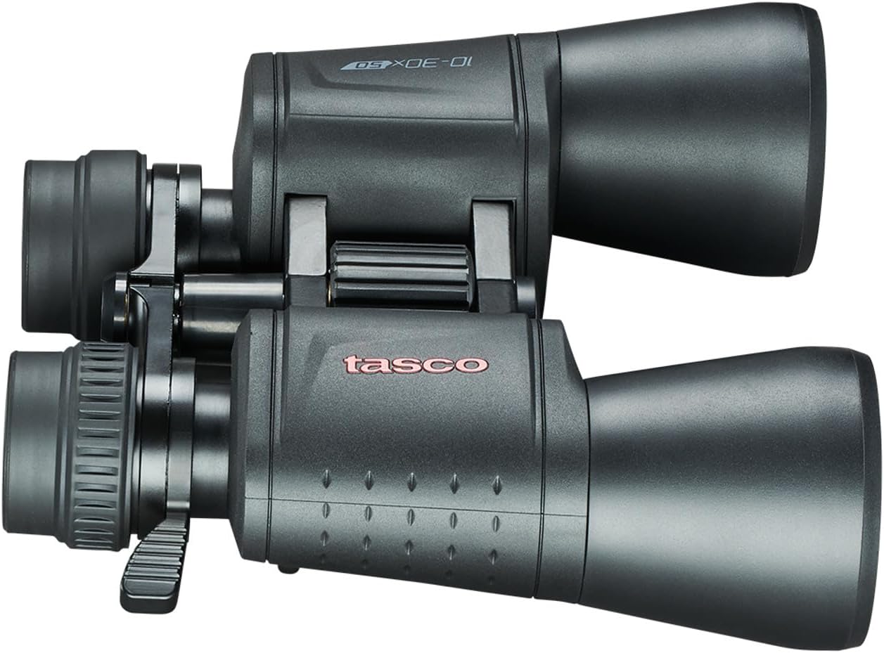 TASCO ES10305Z Essentials Binoculars, 10-30x50mm, Porro Prism, Black, Boxed