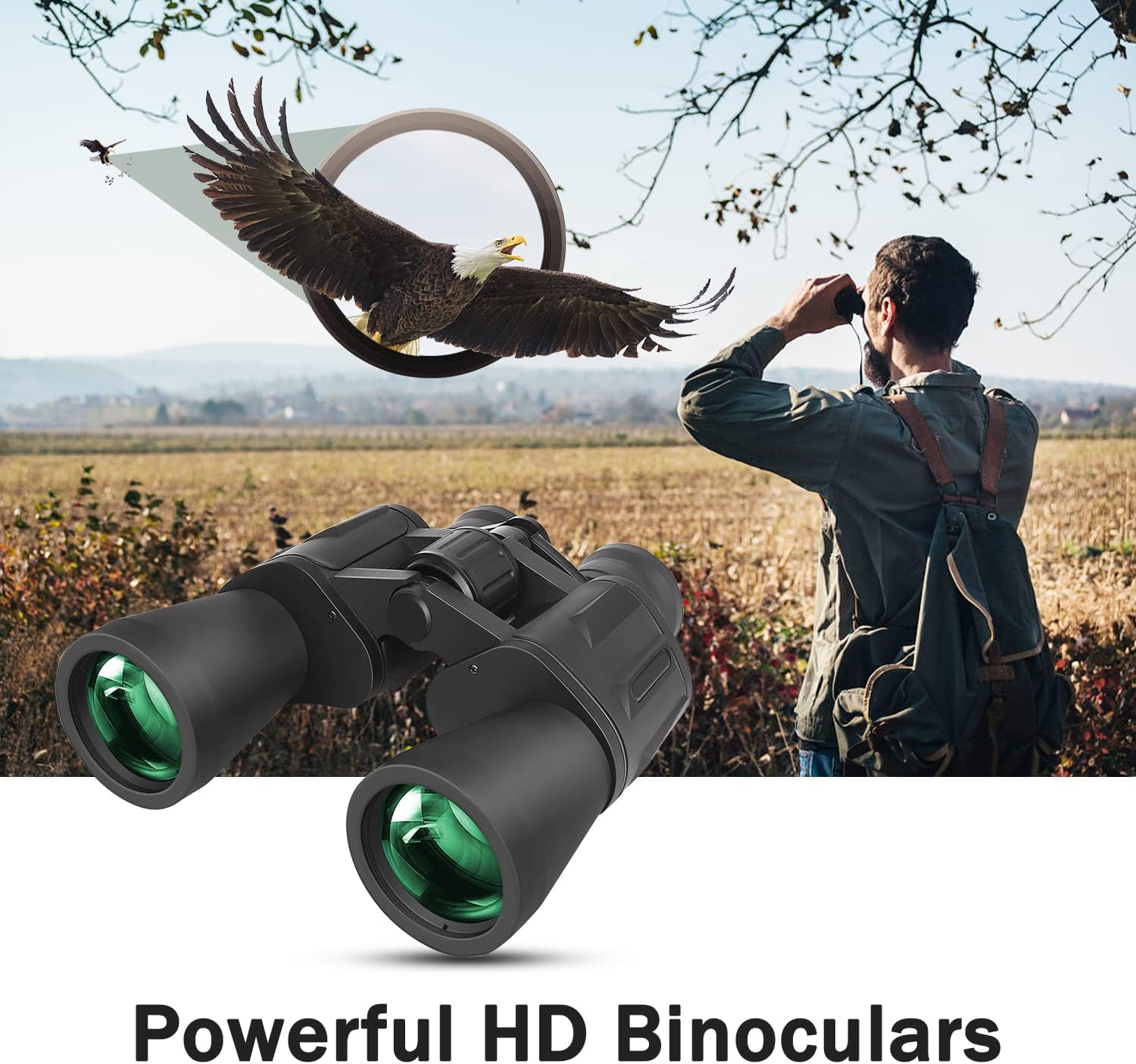 10 x 50 Binoculars for Adults, Powerful Binoculars for Bird Watching, Multi-Coated Optics Durable Full-Size Clear Binocular for Travel Sightseeing Outdoor Sports Games and Concerts
