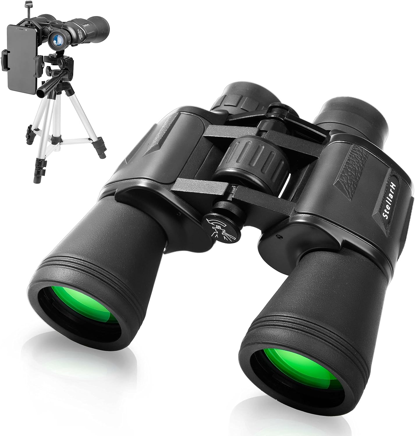 12x50 HD Full Size Binoculars for Adults with Photography Kit - Smartphone Adapter Universal Tripod Carrying Bag  Strap for Bird Watching Hunting Stargazing Sporting  Sightseeing