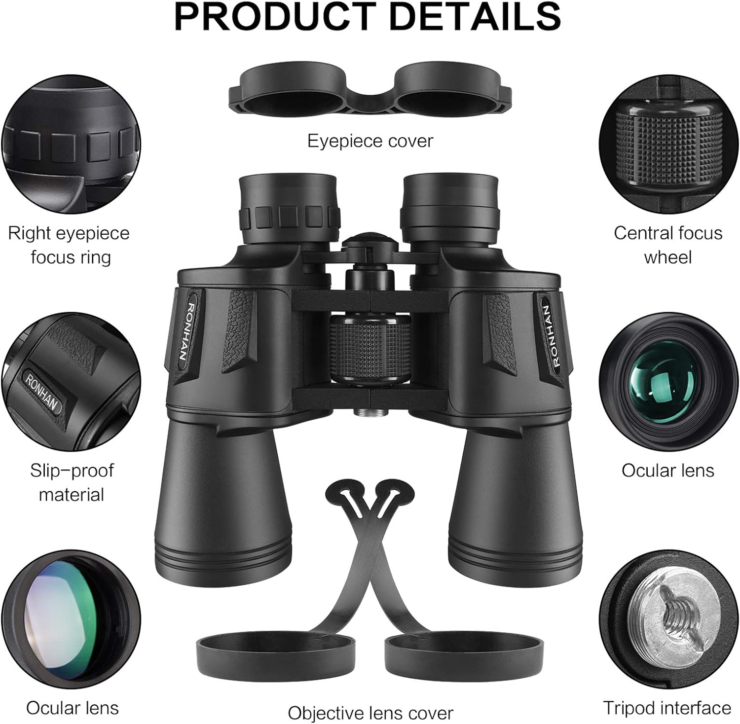 20x50 Binoculars for Adults High Powered, Military Compact HD Professional/Daily Waterproof Binoculars Telescope for Bird Watching Travel Hunting Football Games Stargazing with Carrying Case and Strap