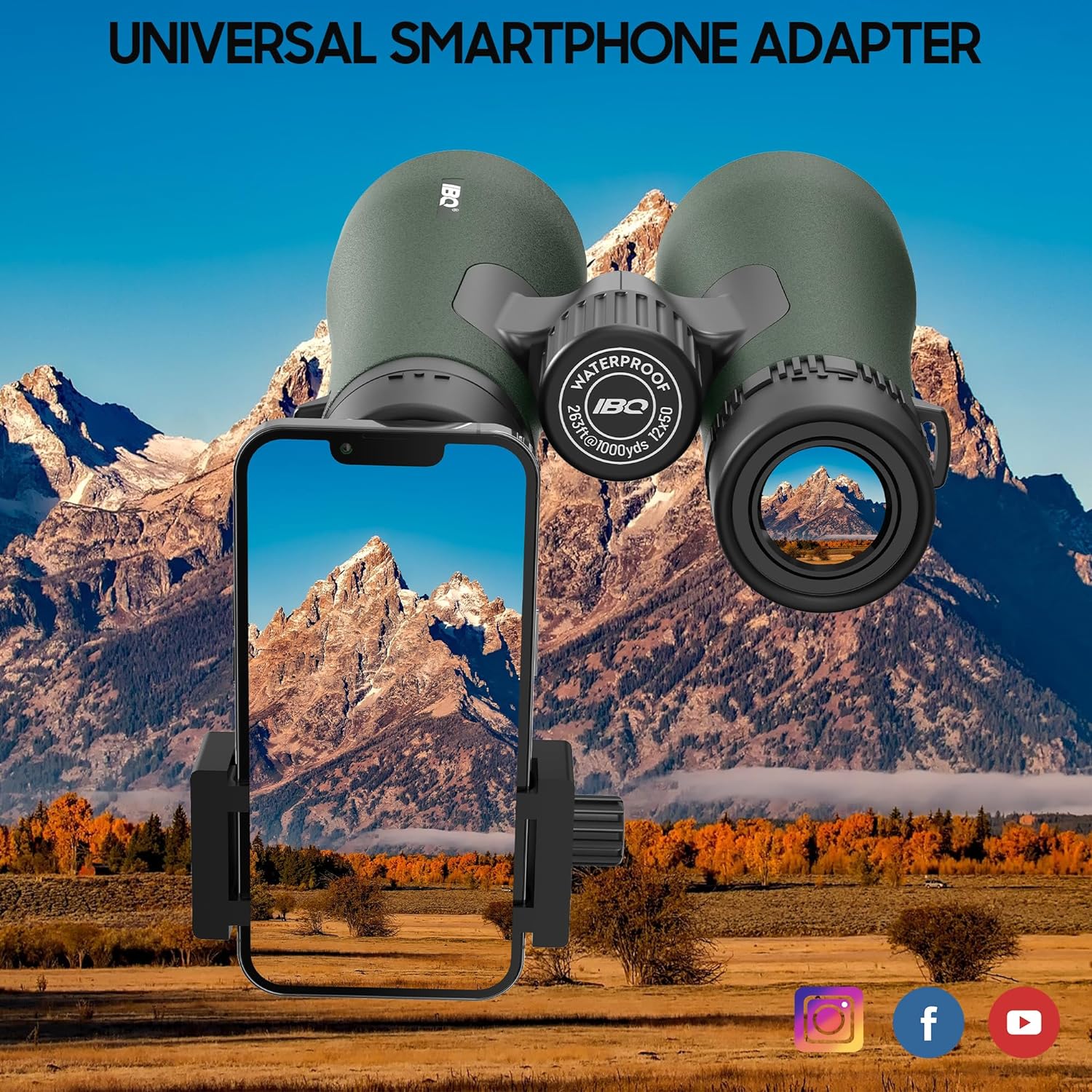 Binoculars For Adults HD,12x50 High Power Binoculars with Upgraded Phone Adapter, Super Bright Binoculars with Low Light Night Vision,Waterproof Binoculars For Bird Watching,Outdoor Sport, Concert