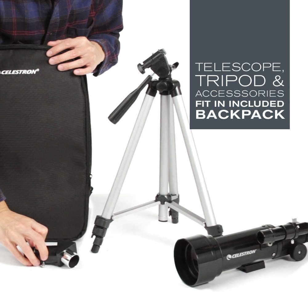 Celestron - 70mm Travel Scope - Portable Refractor Telescope - Fully-Coated Glass Optics - Ideal Telescope for Beginners - Bonus Astronomy Software Package