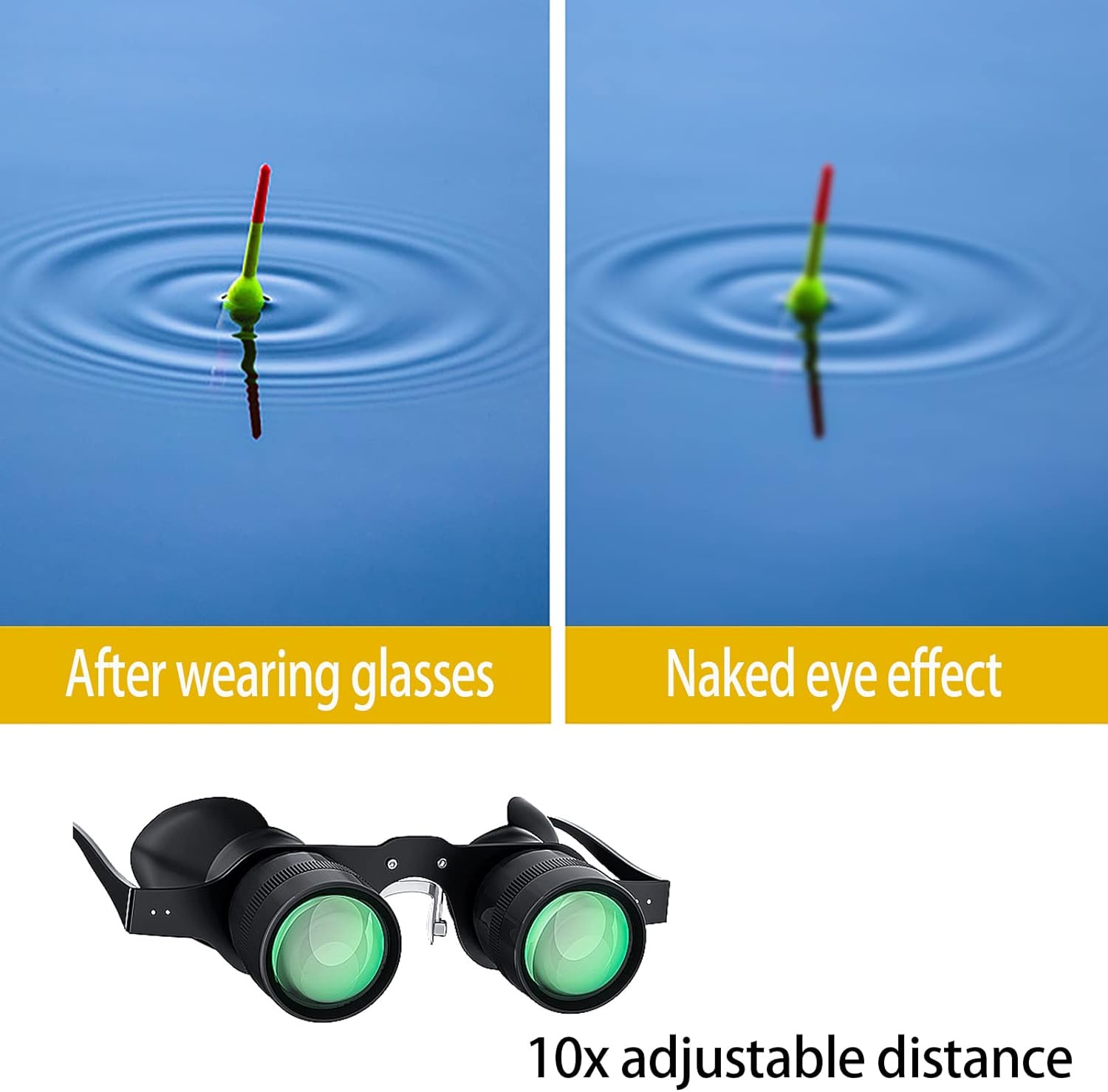 Fishing Binoculars - Professional Hands-Free Glasses for Bird Watching, Sports, Concerts, Theater, and Sightseeing, HD Portable Telescope and Opera Glasses with 2 Polarized Lenses