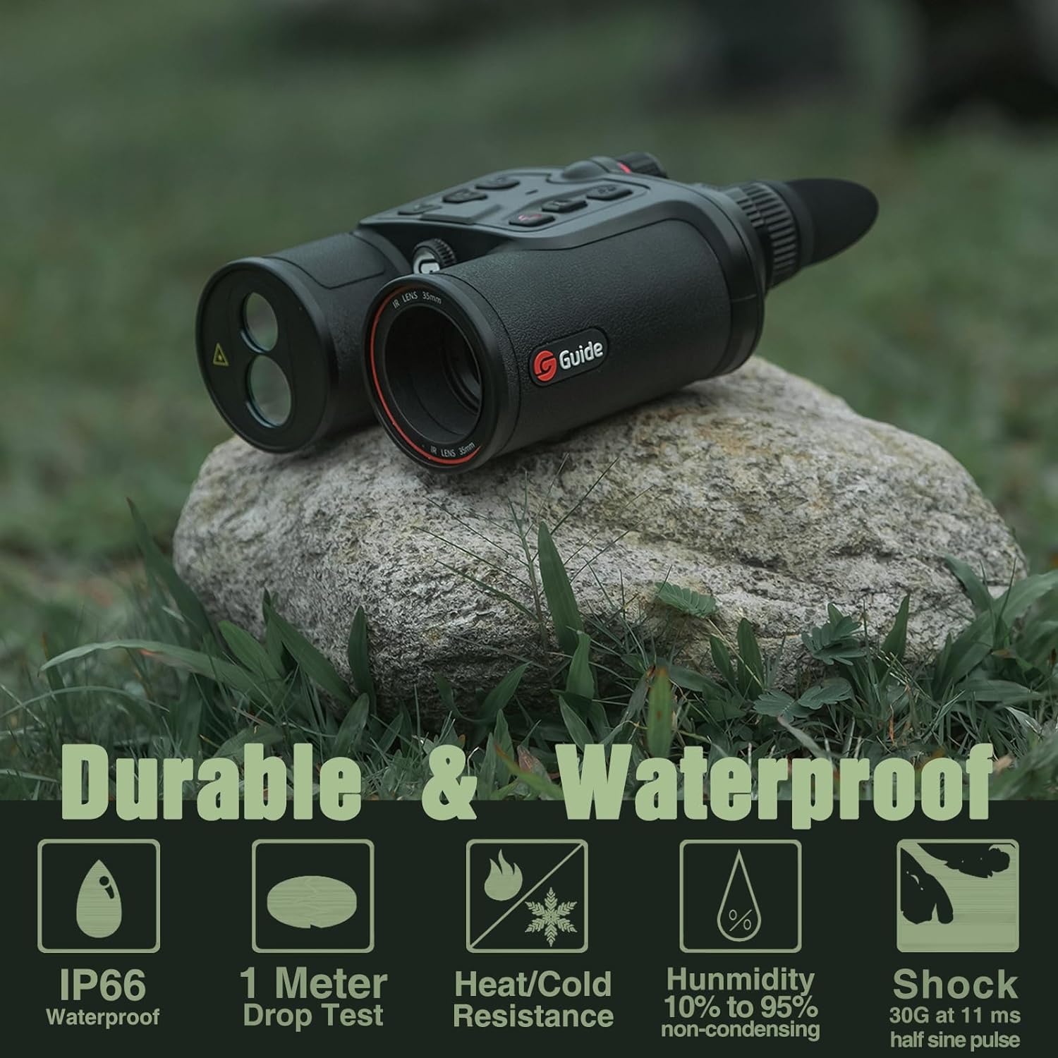 GuideSensmart TN630 Thermal LRF Binoculars for Hunting， Infrared Heat Night Vision with 35mm Focal Length, 640×480 pix @  30 mK NETD Sensor, LRF with 600m Accuracy, OLED High-Definition Display
