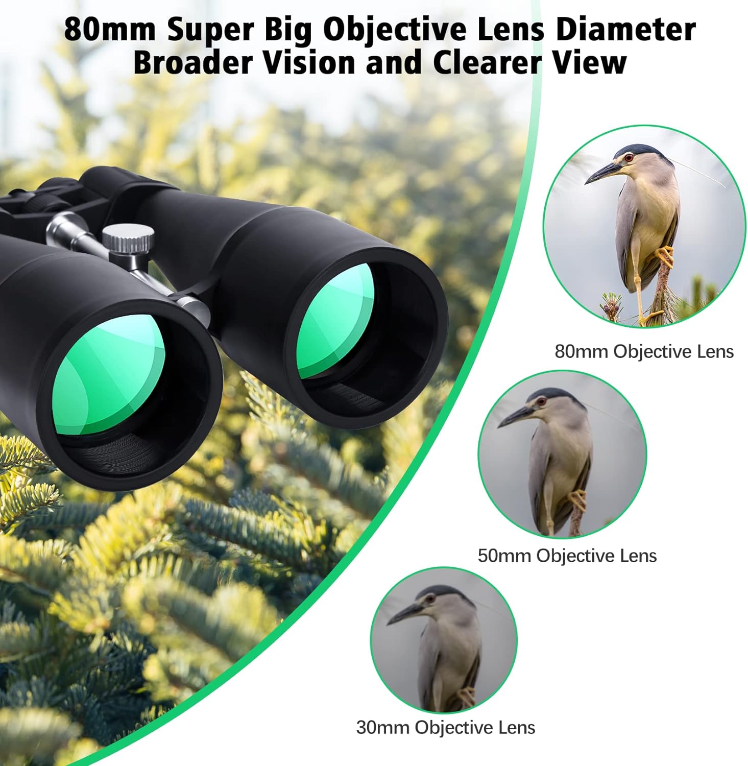 High Power Binoculars for Adults 30-260X80 LoncRange Binoculars Stargazing Telescope for Birdwatching Hunting Travel Football Games withCarrying Case and Strap