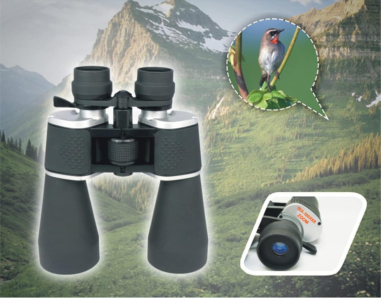 Military HD Zoom Binoculars 10-100x68mm