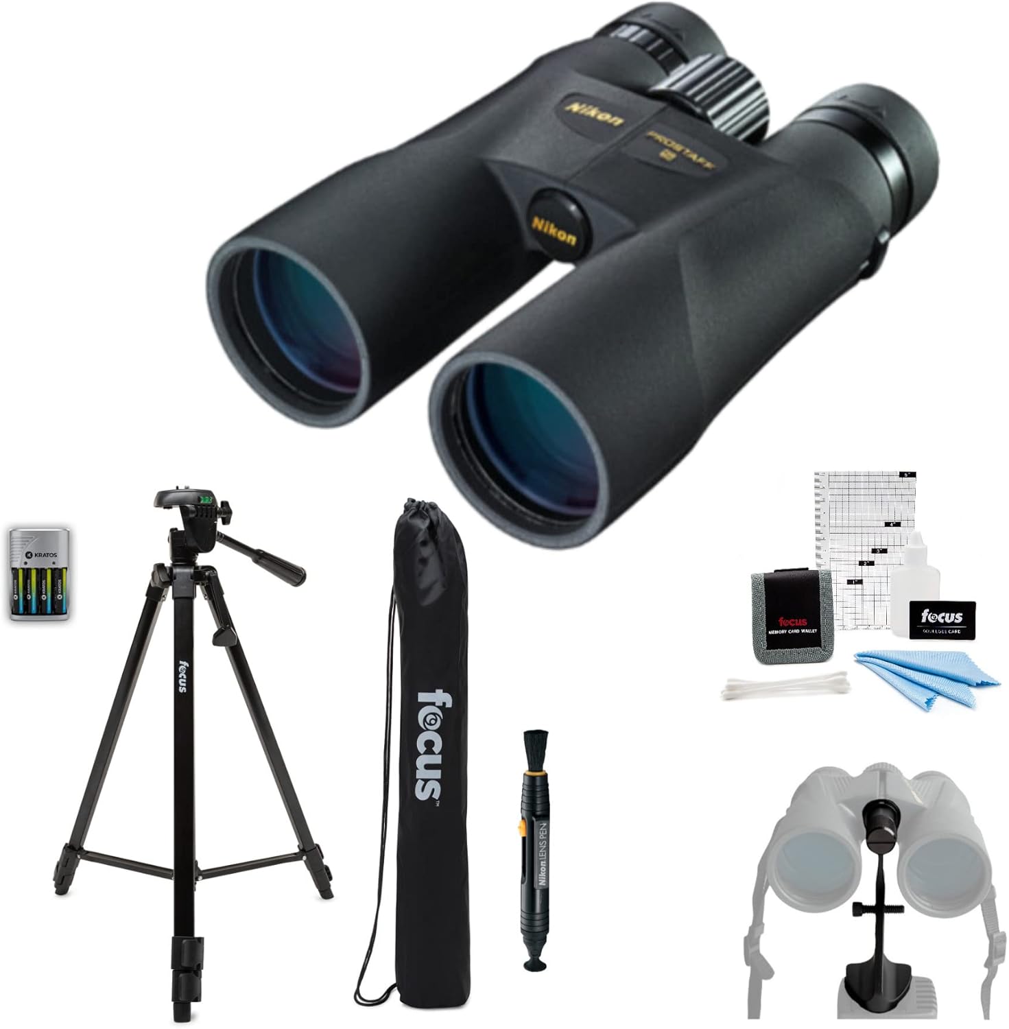 Nikon ProStaff 5 10x50 Binoculars (Black) with Tripod and Cleaning Kit (5 Items)