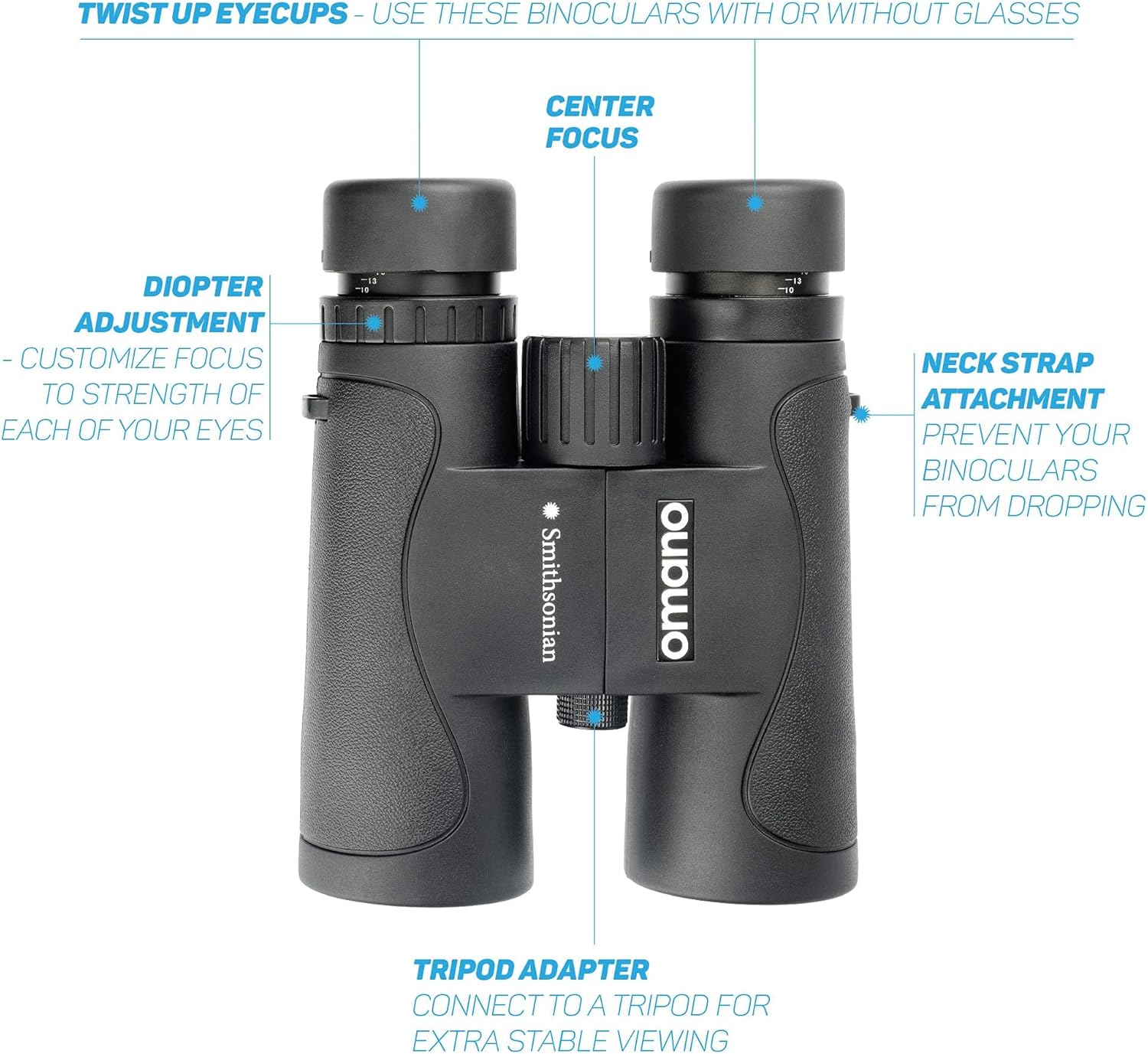 Bird Watching Binoculars for Adults by Smithsonian – 10x42 Binoculars for Bird Watching, Hiking, Travel – Birding Binoculars with Phone Adapter, Adjustable Diopter – Bird Watching Guide Included