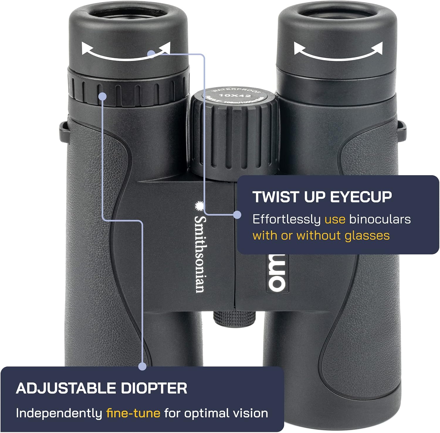 Bird Watching Binoculars for Adults by Smithsonian – 10x42 Binoculars for Bird Watching, Hiking, Travel – Birding Binoculars with Phone Adapter, Adjustable Diopter – Bird Watching Guide Included