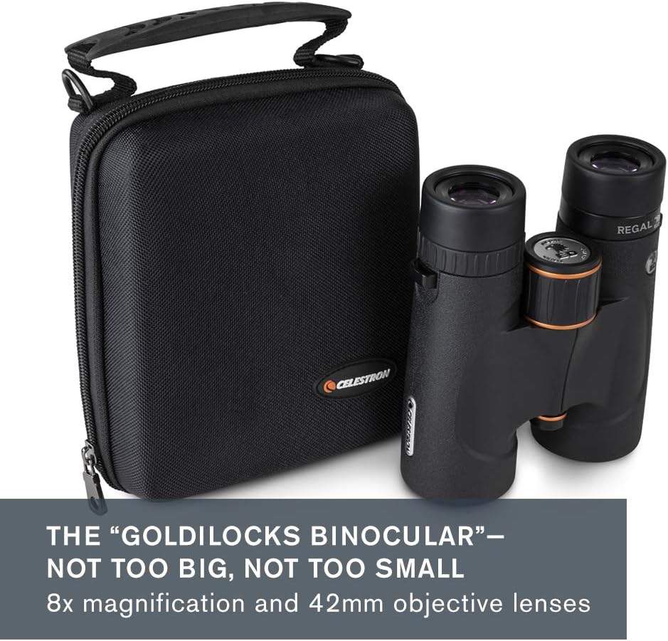 Celestron – Regal ED 8x42 Binocular – ED Binoculars for Birding, Hunting and Outdoor Actvities – Phase and Dielectric Coated BaK–4 Prisms – Fully Multi-Coated Optics – 6.5 Feet Close Focus