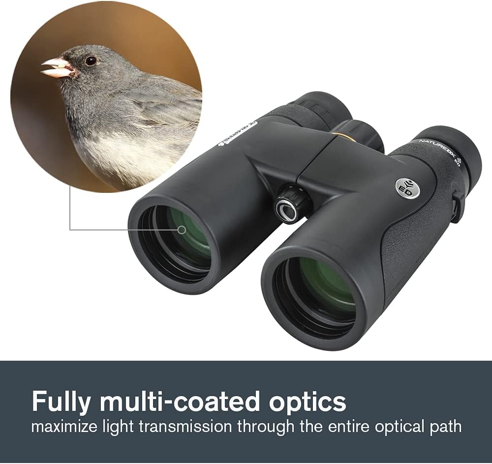 Celestron–Nature DX ED 8x42 Premium Binoculars –Extra-Low Dispersion Objective Lenses –Outdoor and Birding Binocular–Fully Multi-Coated with BaK-4 Prisms–Rubber Armored – Fog  Waterproof Binoculars