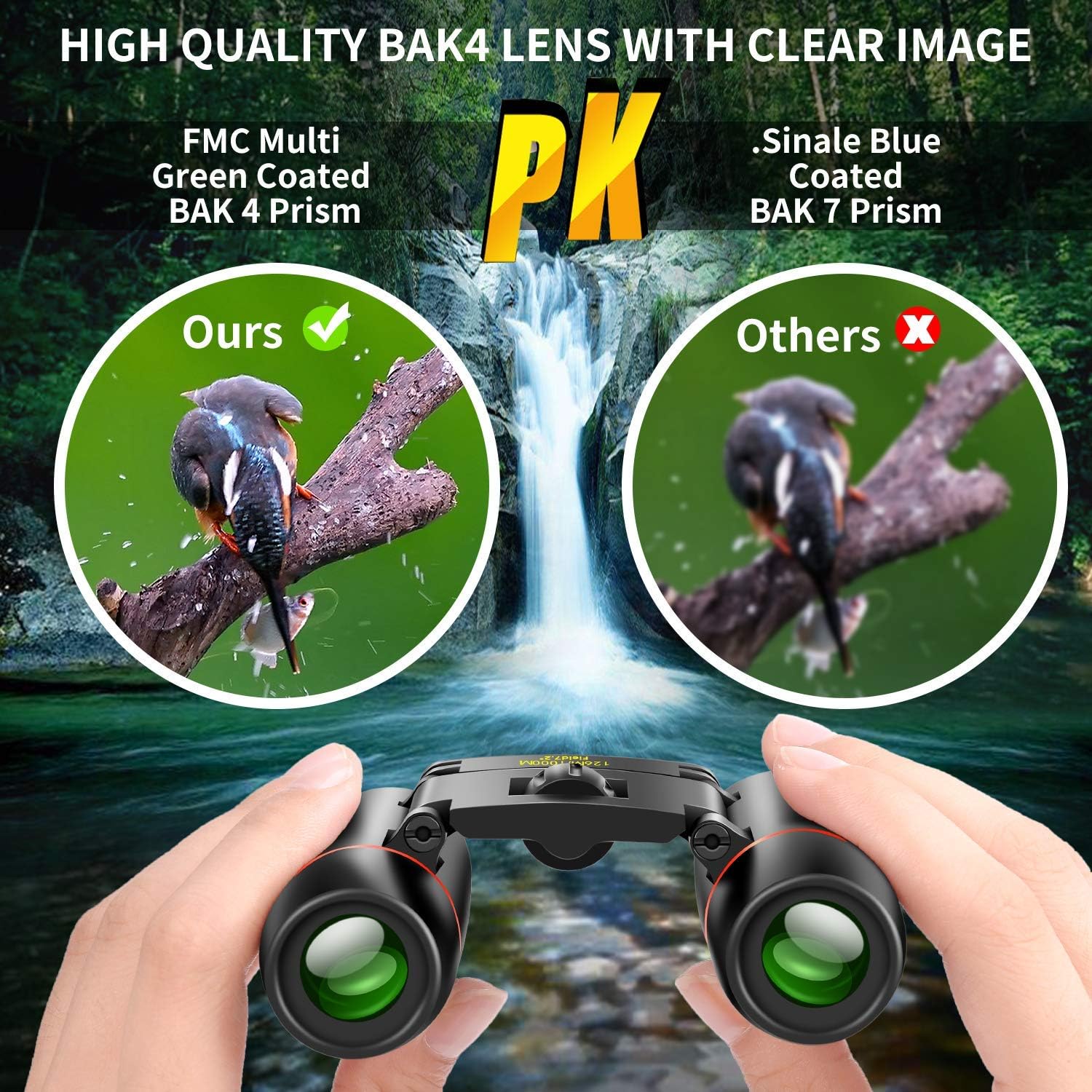 30x60 Mini Compact Binoculars for Kids and Adults, Portable Pocket Foldable Binoculars for Waterproof Bird Watching, Mountaineering, Outdoor Hunting