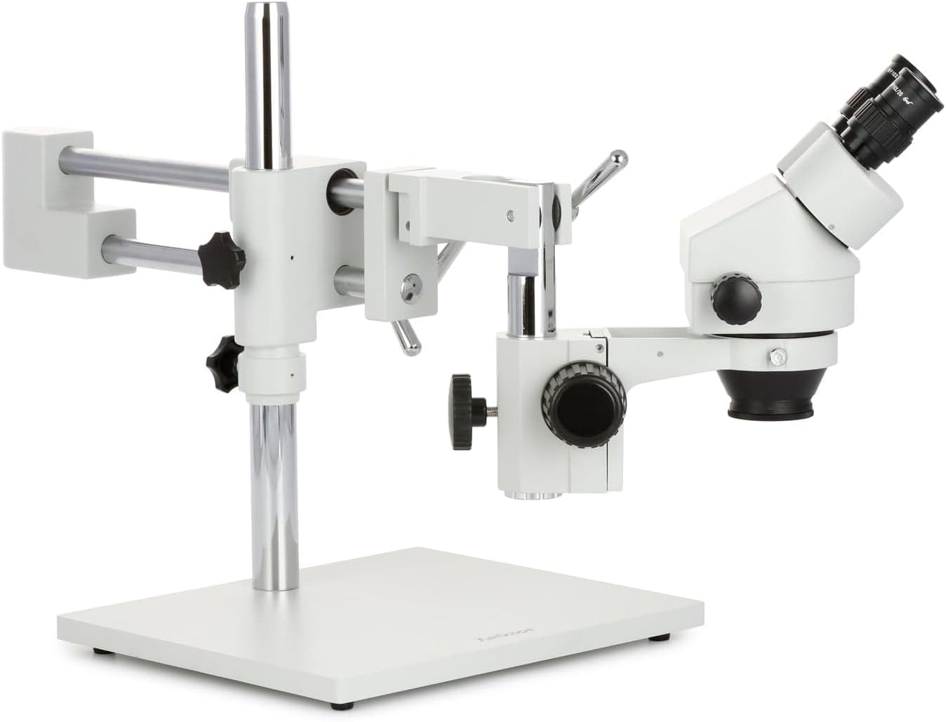 AmScope SM-4B-80S Professional Binocular Stereo Zoom Microscope, WH10x Eyepieces, 7X-45X Magnification, 0.7X-4.5X Zoom Objective, 80-Bulb LED Ring Light, Double-Arm Boom Stand, 90V-265V