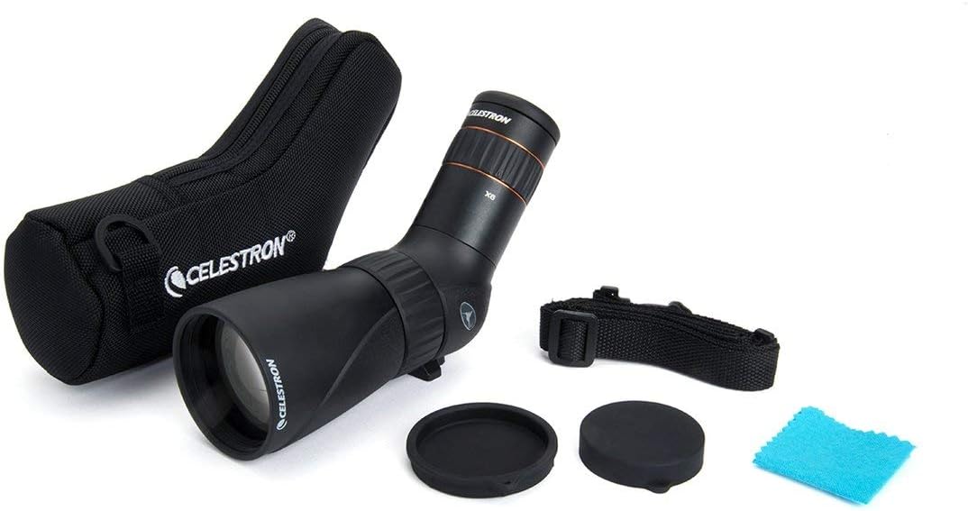 Celestron – Hummingbird 56mm Angled Spotting Scope – Ultra Portable Micro Spotting Scope – 9-27x Zoom Eyepiece – Fully Multi-coated Optics – Rubber Armored – Tripod Adaptable