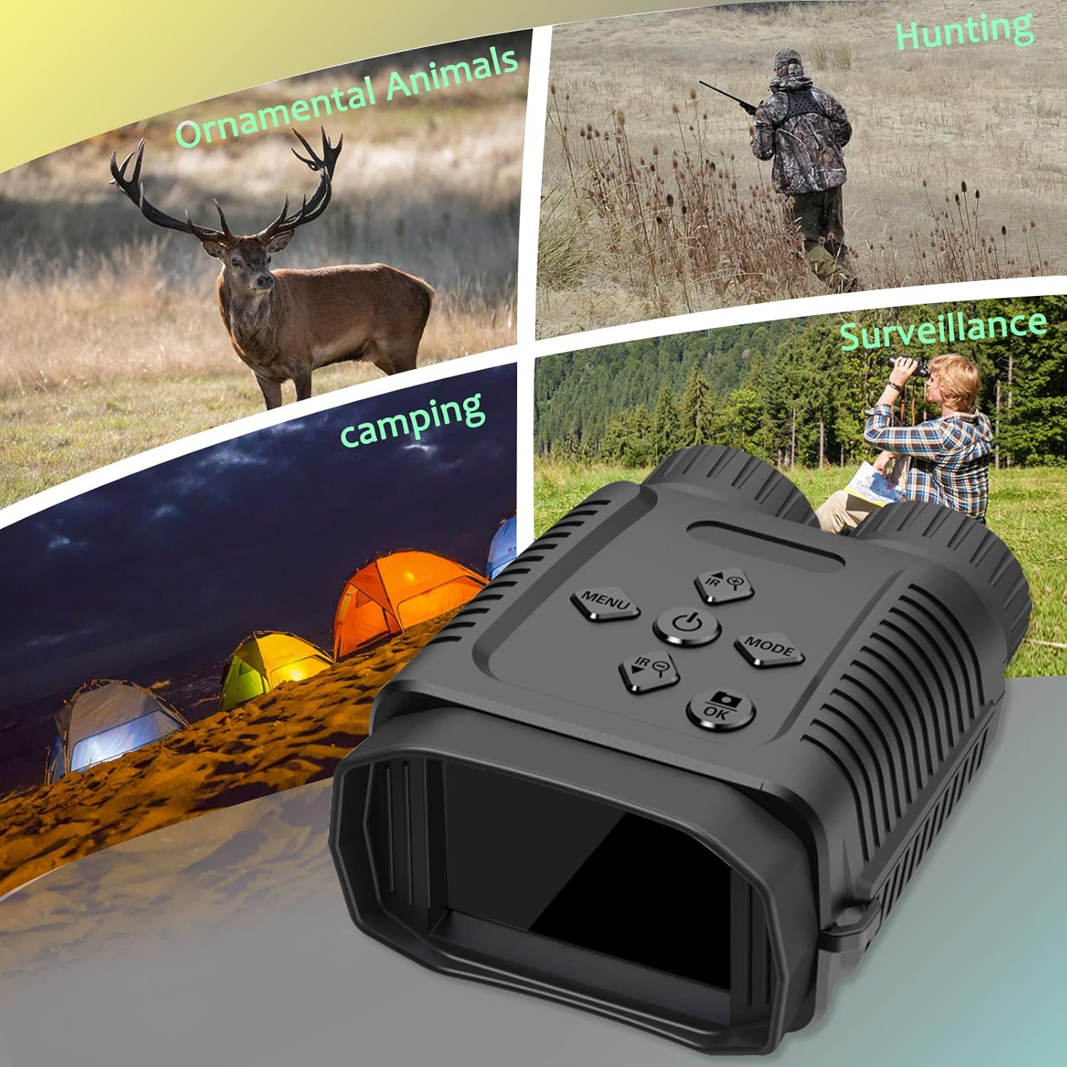 Digital Real Night Vision Monocular Goggle, Infrared Binocular for Hunting, Surveillance, Spotting and Spy, 4X Digital Zoom and Take HD Photo  960P Video from 200m in Total Darkness
