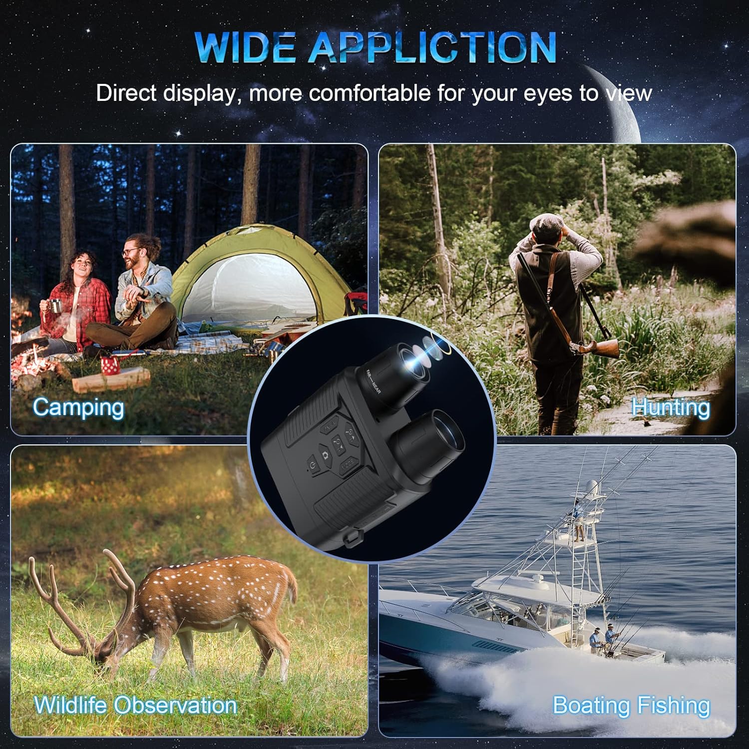 Night Vision Goggles, Profey 4K Digital Infrared Night Vision Binoculars for Adults, Night and Day, 3 Screen Rechargeable Hunting Night Vision with 7-Brightness Level, Include 32GB TF Card