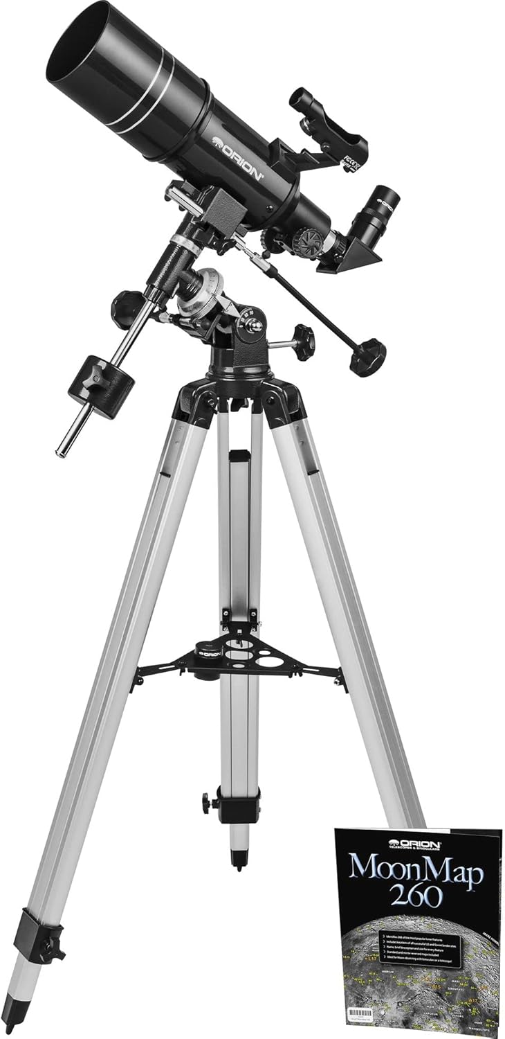 Orion Observer 80ST 80mm Equatorial Refractor Telescope for Adults Astronomy - Compact Telescope for Beginners to View Moon and Planets
