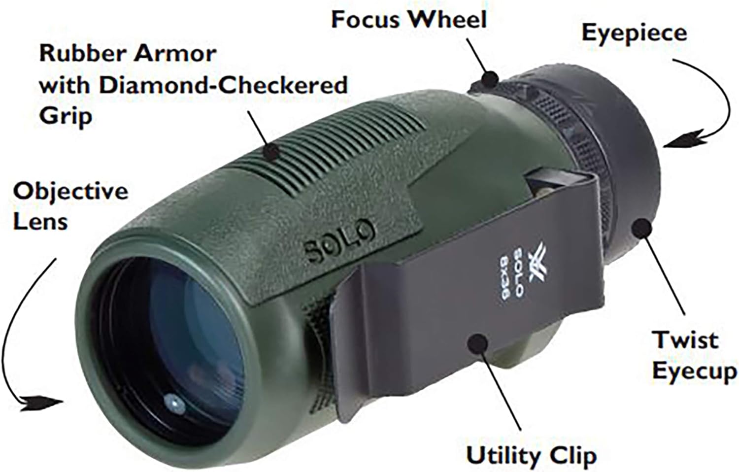 Vortex Optics Solo Monocular 8x25 - Adjustable Eyecup, Fully Multi-Coated Lenses, Rubber Armor, Non-Slip Grip, Fogproof, Waterproof - Unlimited, Unconditional Warranty