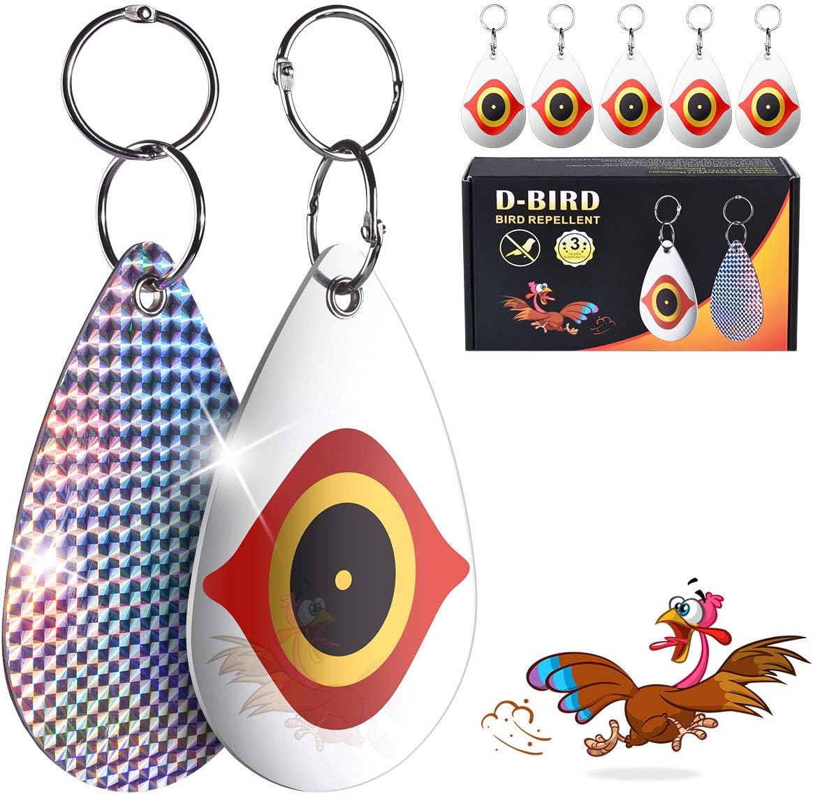 2021 Bird Reflector Double Sided Design Bird Reflective Devices with Owl Eye for House Windows Garden Set of 5