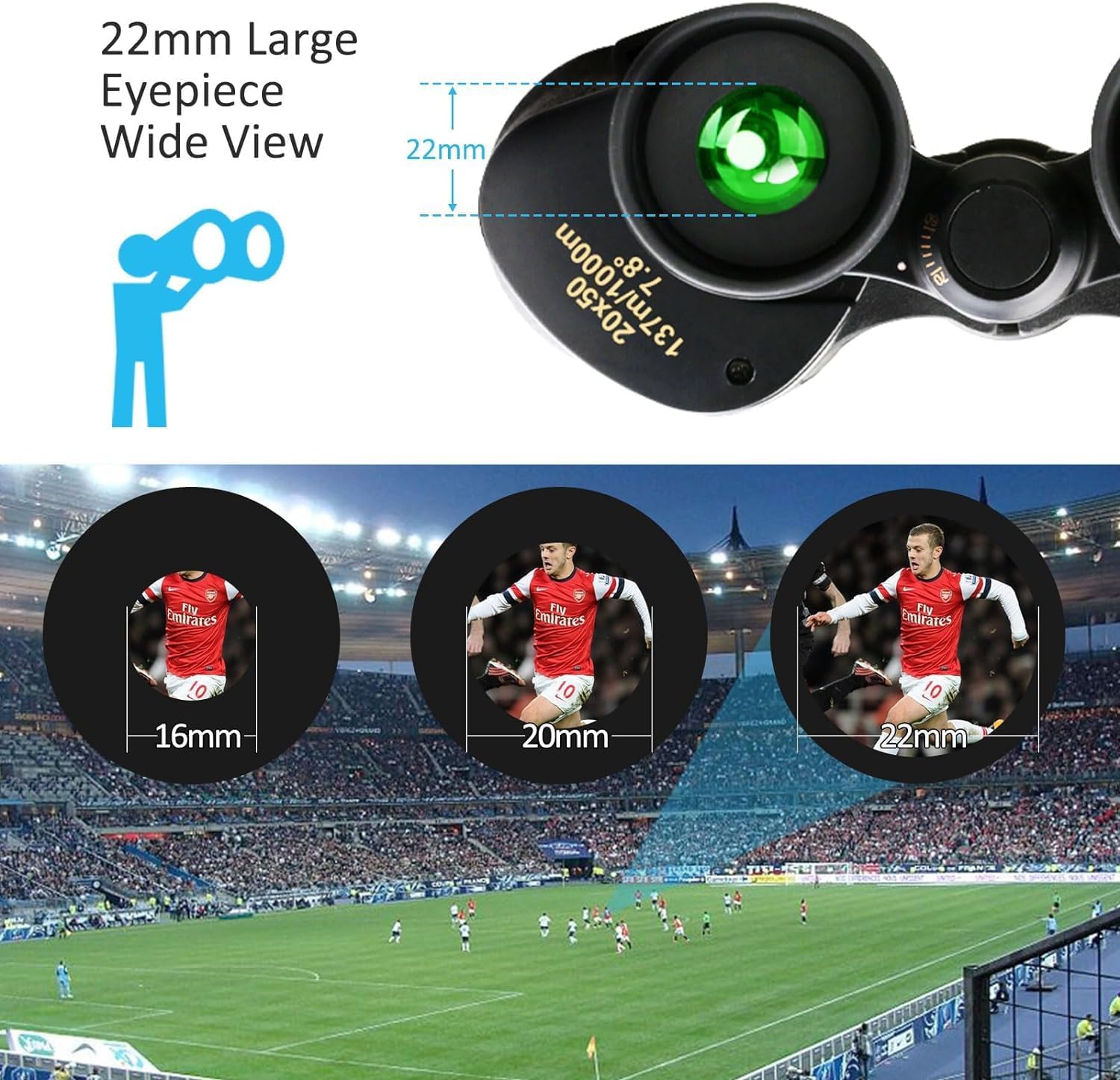 20x50 High-Power-Hunting Binoculars for Adults - FULLJA Stargazing Binoculars with Clear Low Light Vision, Waterproof Binoculars for Bird Watching, Travel, Outdoor Sports, Best Gifts for Men