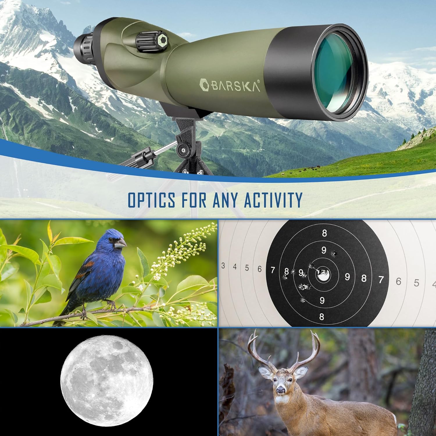 Barska Blackhawk Waterproof Spotting Scope with Tripod – High-Power Optics for Bird Watching, Hunting, Target Shooting  Outdoor Travel