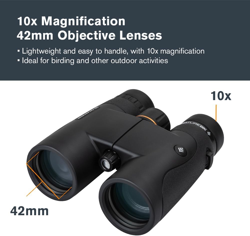 Celestron - Nature DX 8x42 Binoculars – Ideal for Birding and Outdoors – 42mm Objective Lenses – Wide 7.4° Field of View – BaK-4 Prisms – Fully Multi-Coated – Waterproof and Fogproof