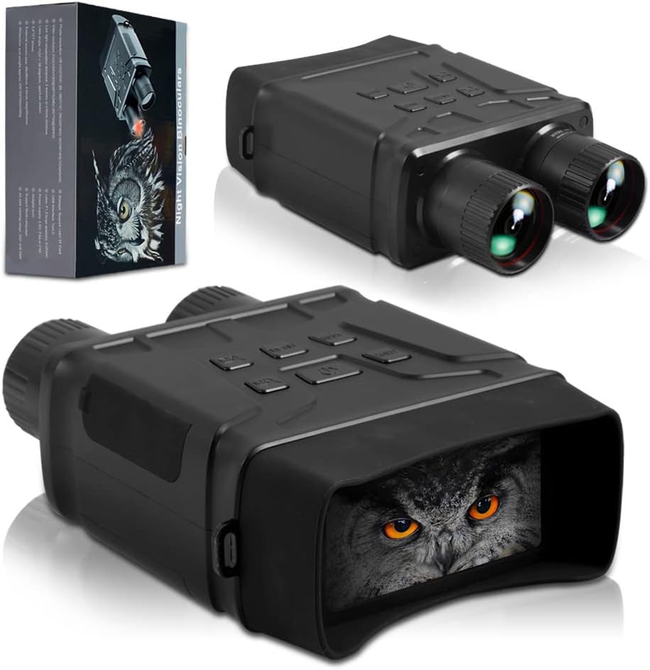 Night Vision Binoculars, 1080p Full HD Infrared (IR) Digital Night Vision Scope Camera, 128GB TF Card for Hunting, Camping, Travel