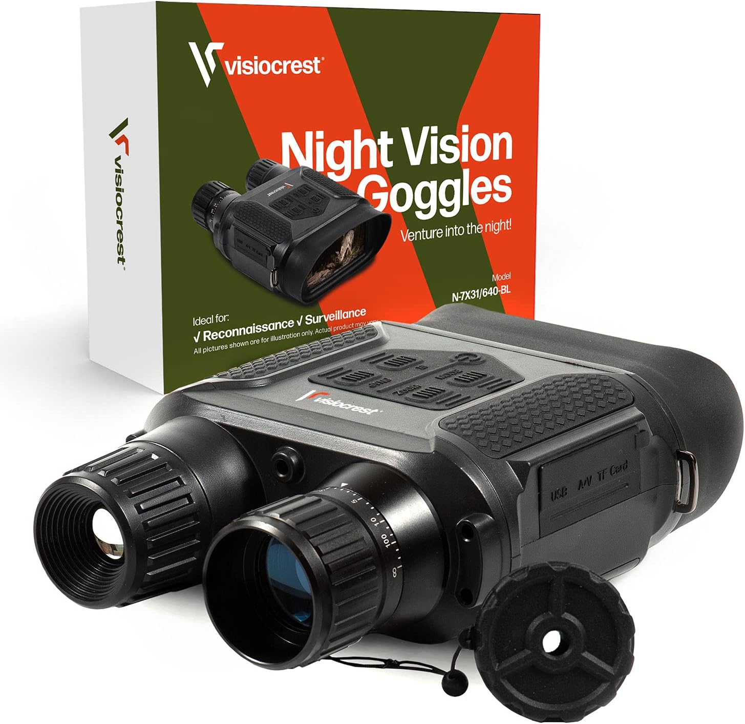 Night Vision Binoculars with Digital Infrared System, 10x35, 2x Zoom, 10x Magnification, High Relative Brightness, 4 - 8 Apparent Angle of View, Adult Hunting Gear, 32GB Memory Card