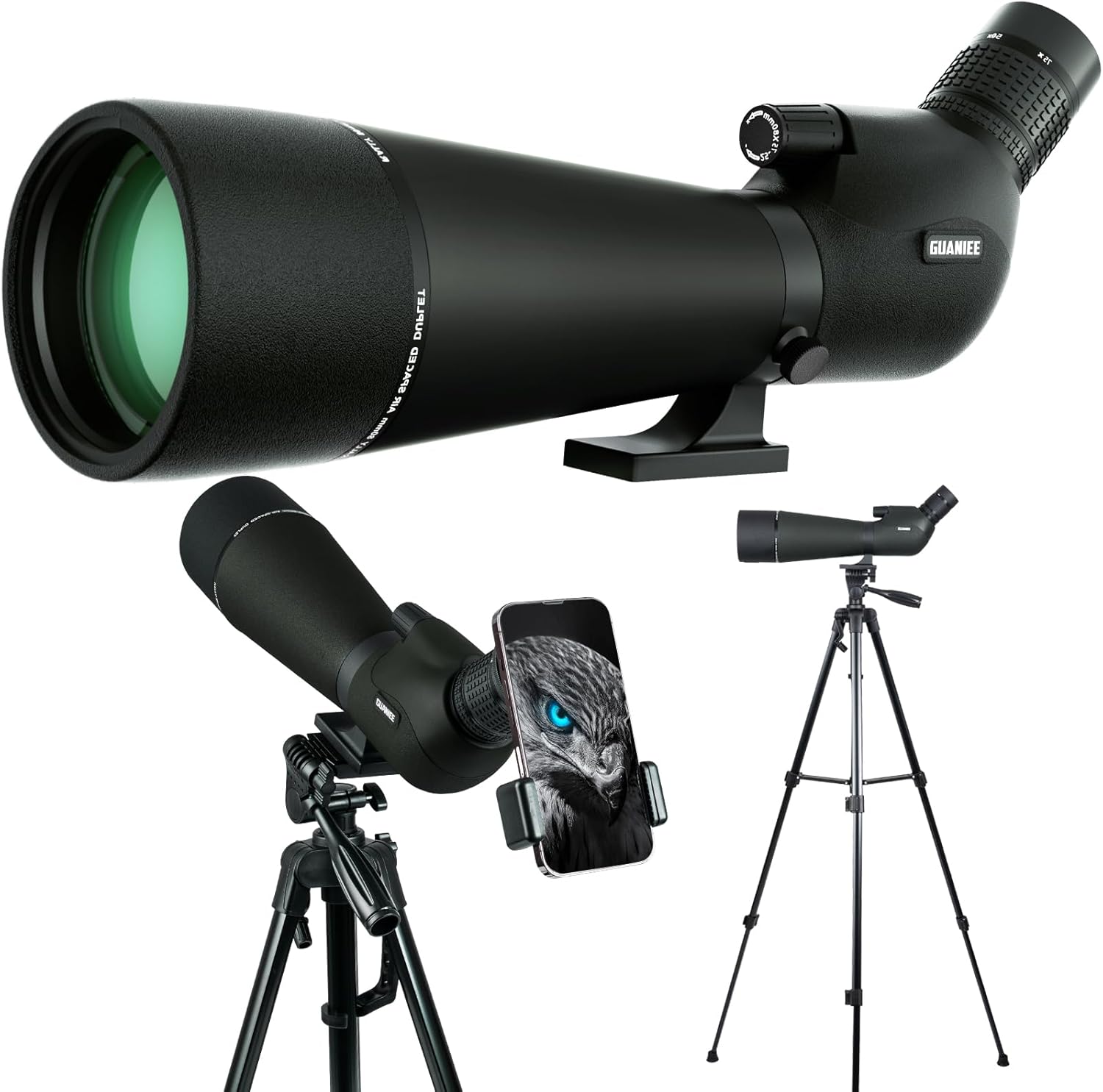 25-75x80 Spotting Scope for Target Shooting with Upgraded Tripod Carrying Bag and Phone Adapter Spotter Scope for Bird Watching, Wildlife Viewing Camo