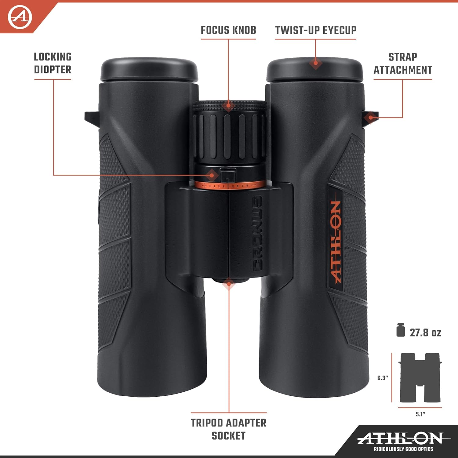 Athlon Optics 10x42 Cronus G2 UHD Black Binoculars with Eye Relief for Adults and Kids, High-Powered Binoculars for Hunting, Birdwatching, and More