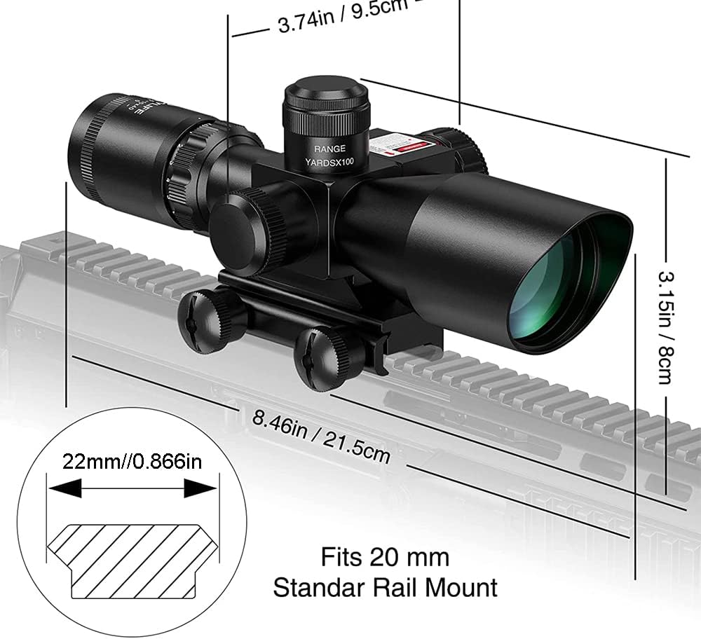CVLIFE 2.5-10x40e Red  Green Illuminated Scope with 20mm Mount