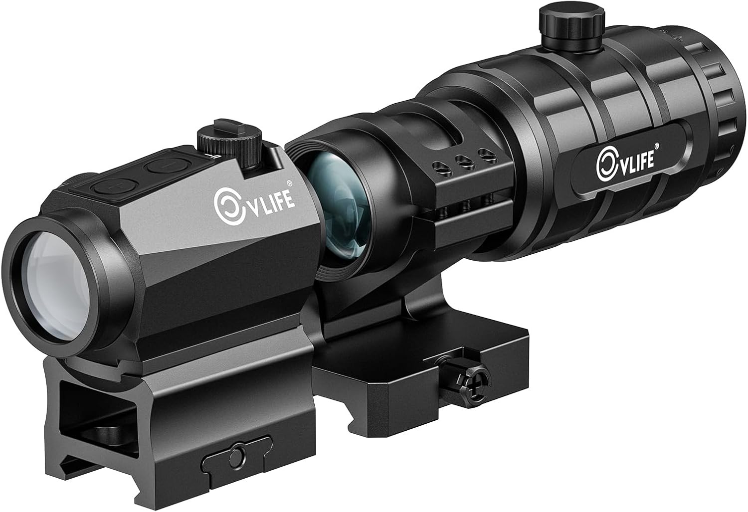 CVLIFE JackalHowl Red/Green Dot Sight  3X Magnifier Combo Set, 2 MOA Motion Awake Red Dot Optics and Flip-to-Side Magnifier Kit, Absolute Co-Witness Mount