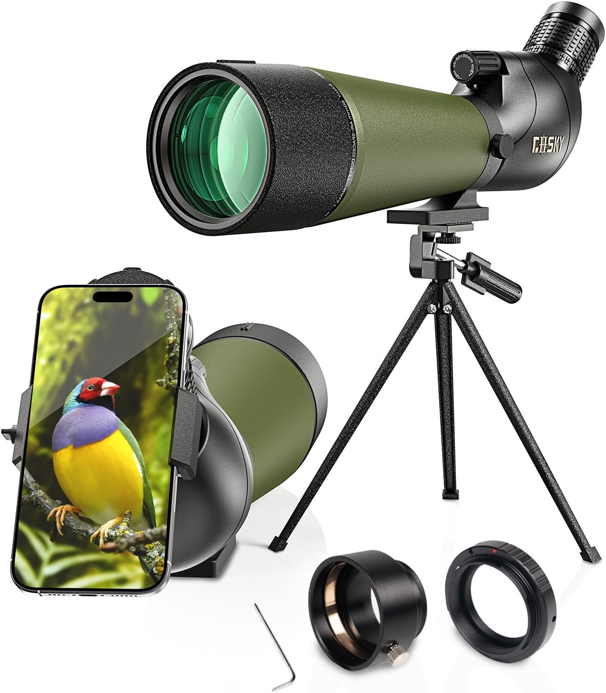 Gosky 20-60X80 HD Dual Focusing Spotting Scope, BAK4 Prism 45 Degree Angled Eyepiece with Tripod, Smartphone Adapter, Scope for Bird Watching Target Shooting Hunting Wildlife Scenery