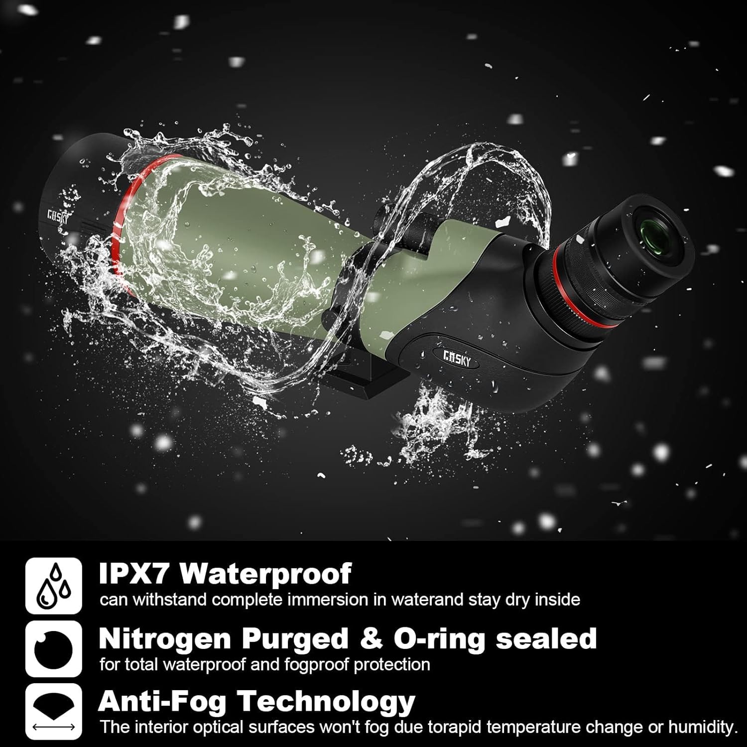 Gosky 20-60X80 HD Dual Focusing Spotting Scope, BAK4 Prism 45 Degree Angled Eyepiece with Tripod, Smartphone Adapter, Scope for Bird Watching Target Shooting Hunting Wildlife Scenery