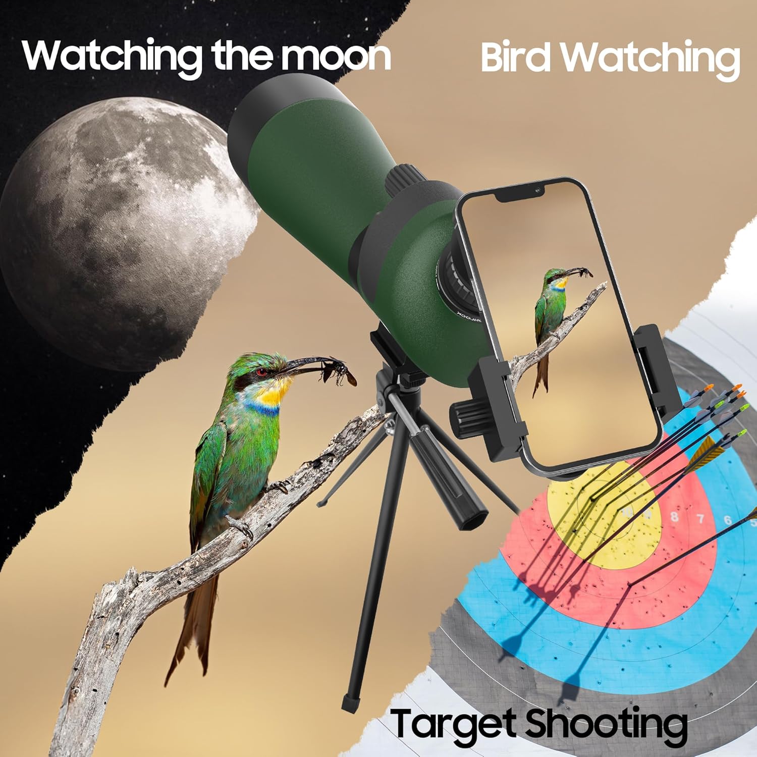 IBQ 20-60x85 Spotting Scope, Spotting scopes for Target Shooting, Spotting scopes for Hunting, BAK4 High Definition Waterproof Spotter Scopes for Bird Watching,with Tripod