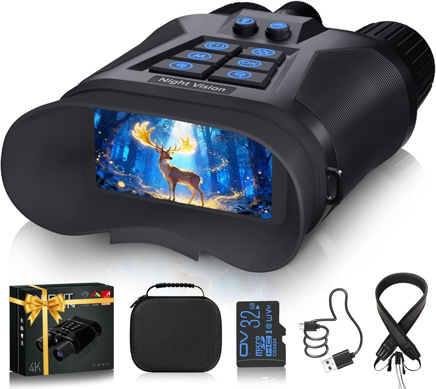 MAXDONE Night Vision Goggles - 4K Night Vision Binoculars for Adults with 5000mAh Fast Charging Battery, 8X Zoom, f/1.4 HD Camera, 32GB Card and 1968FT Viewing Range for Camping Hunting Security MAXDONE Night Vision Goggles - 4K Night Vision Binoculars for Adults with 5000mAh Fast Charging Battery, 8X Zoom, f/1.4 HD Camera, 32GB Card and 1968FT Viewing Range for Camping Hunting Security