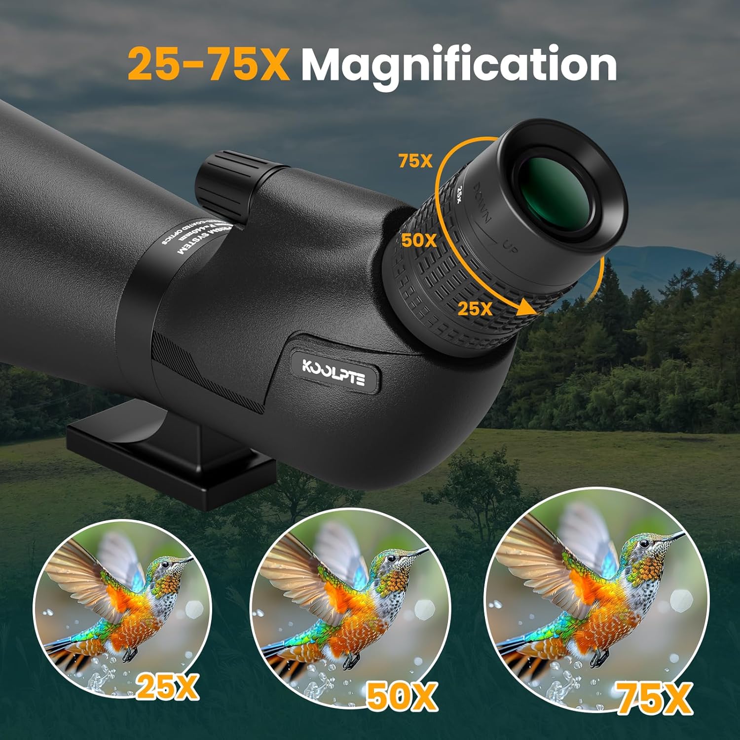 Spotting Scope 25-75x85 with Phone Adapter, Tripod  Carrying Bag -Fully Multi-Coated Optics,BAK4 High Definition Waterproof Spotter Scope for Birding,Wildlife Viewing,Outdoor Observation,Green
