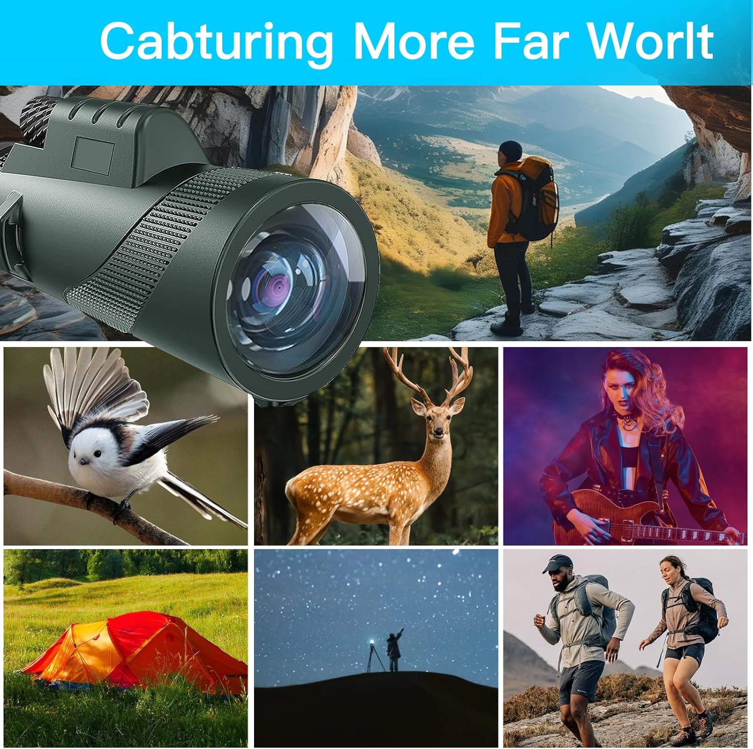 10X42 HD Monocular for Adults, Military Grade Compact Monocular Telescope with BAK-4 Prism  FMC Lens  Smartphone Holder  Tripod, Stargazing Hunting Bird Watching, Camping Hiking Travel Accessories