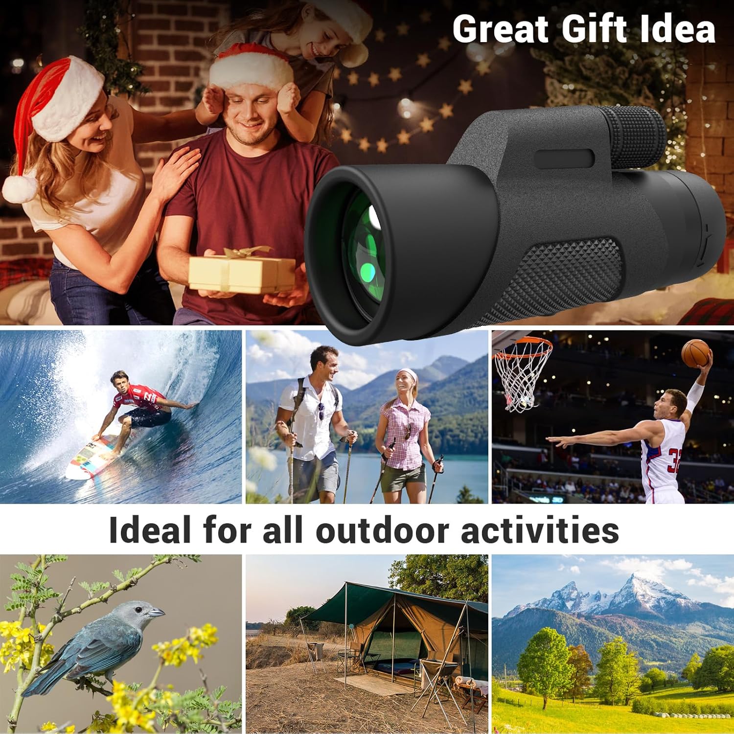 12x50 Monocular Telescope for Adults, High Powered Monoculars Compact Scope Portable Handheld Telescope with BAK-4 Prism FMC Lens for Bird Watching Hiking Camping Hunting Travel 12x50 Monocular Telescope for Adults, High Powered Monoculars Compact Scope Portable Handheld Telescope with BAK-4 Prism FMC Lens for Bird Watching Hiking Camping Hunting Travel