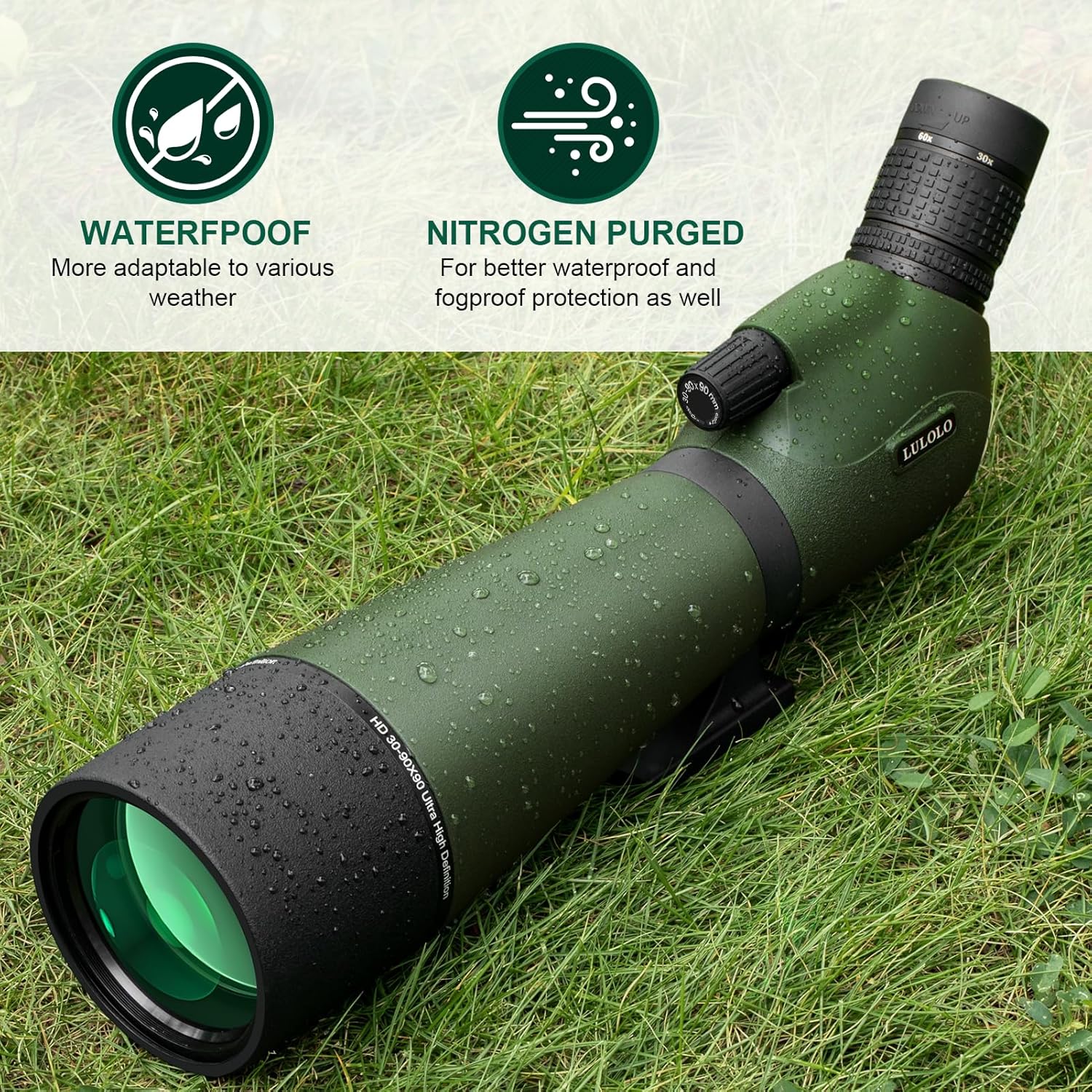 30-90x90 UHD Spotting Scope with Tripod Carrying Bag  Upgraded Phone Adapter - Super Bright BAK4 Prism Waterproof Spotting Scopes for Target Shooting, Hunting, Bird Watching, Wildlife Viewing