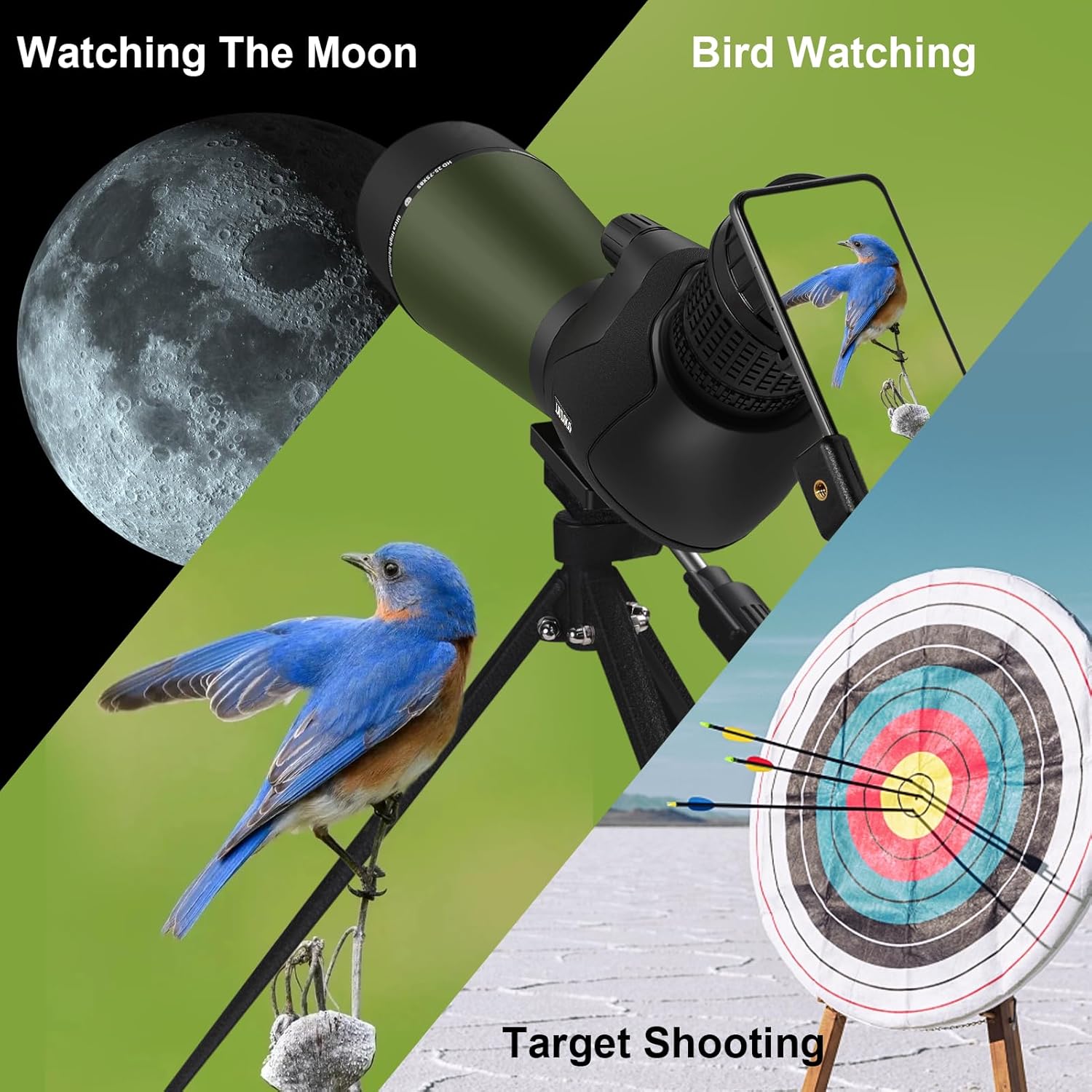 30-90x90 UHD Spotting Scope with Tripod Carrying Bag  Upgraded Phone Adapter - Super Bright BAK4 Prism Waterproof Spotting Scopes for Target Shooting, Hunting, Bird Watching, Wildlife Viewing