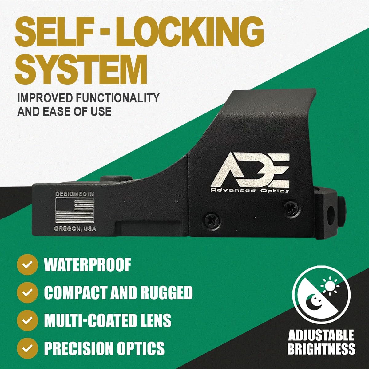 Ade Advanced Optics RD3-006 Reflex Sight for Handgun – Compact Optic with Doctor/Venom Footprint, Green/Blue Dot Options, Picatinny Mount Included, Reflex Sight for Pistols and Scopes