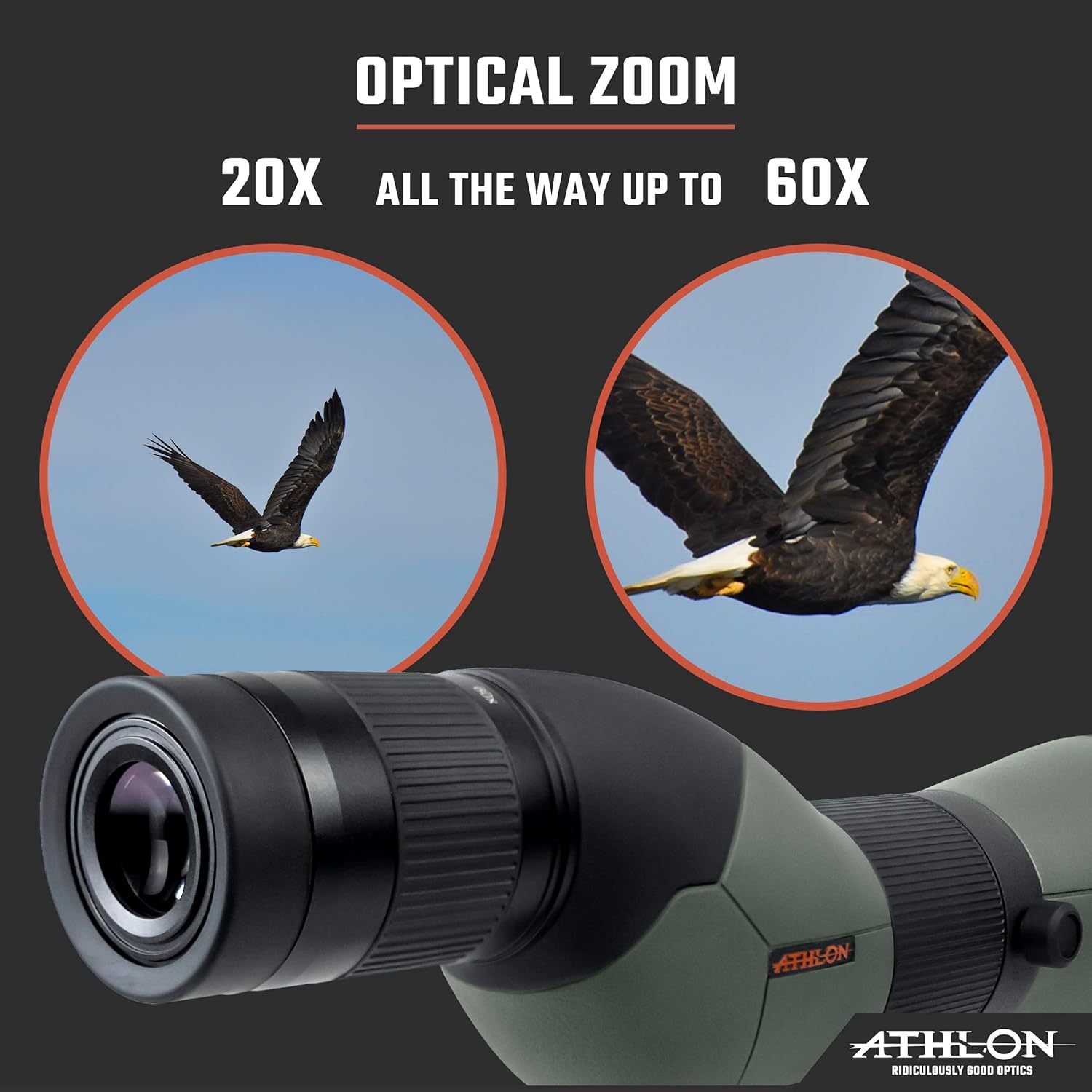 Athlon Optics Argos HD 20-60x85 Spotting Scope - 45 Degree, Green/Black