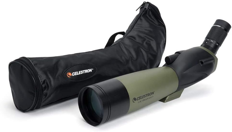 Celestron – Ultima 80 Angled Spotting Scope – 20-60x Zoom Eyepiece – Multi-Coated Optics for Bird Watching, Wildlife, Scenery and Hunting – Includes Soft Carrying Case and Smartphone Adapter Celestron – Ultima 80 Angled Spotting Scope – 20-60x Zoom Eyepiece – Multi-Coated Optics for Bird Watching, Wildlife, Scenery and Hunting – Includes Soft Carrying Case and Smartphone Adapter