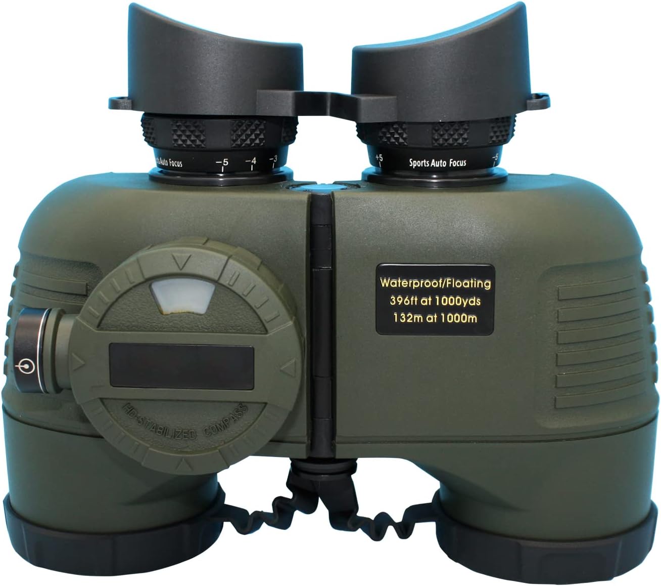 Hooway 7x50 HD Waterproof Military Marine Binoculars w/Internal Rangefinder  Compass for,Bird Watching,Boating and More(Army Green) …