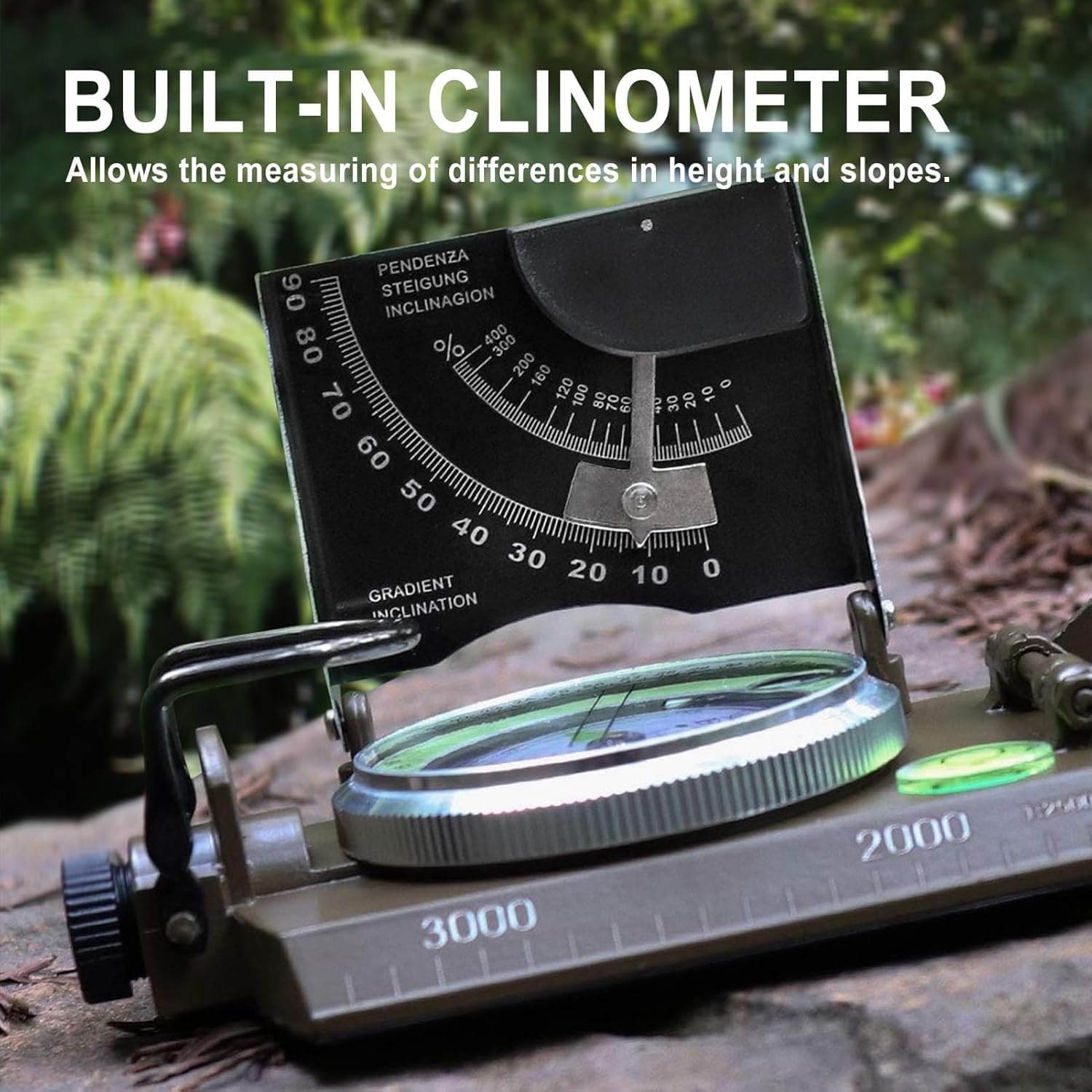 Posinly Multifunctional Military Compass with Inclinometer, Sighting, Optic, Resistant  Waterproof Compass, Essential for Hiking, Camping, Scouting