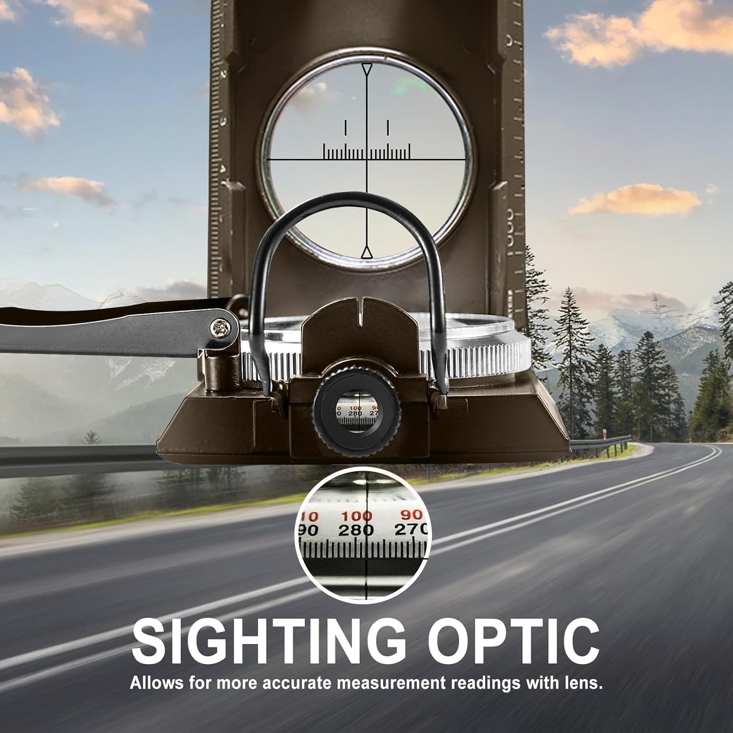 Posinly Multifunctional Military Compass with Inclinometer, Sighting, Optic, Resistant  Waterproof Compass, Essential for Hiking, Camping, Scouting